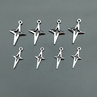 DIY Handmade Jewelry Zinc Alloy Accessories Necklace Pendant Hollow Cross Four Corner Stars Earrings Hanging Jewelry