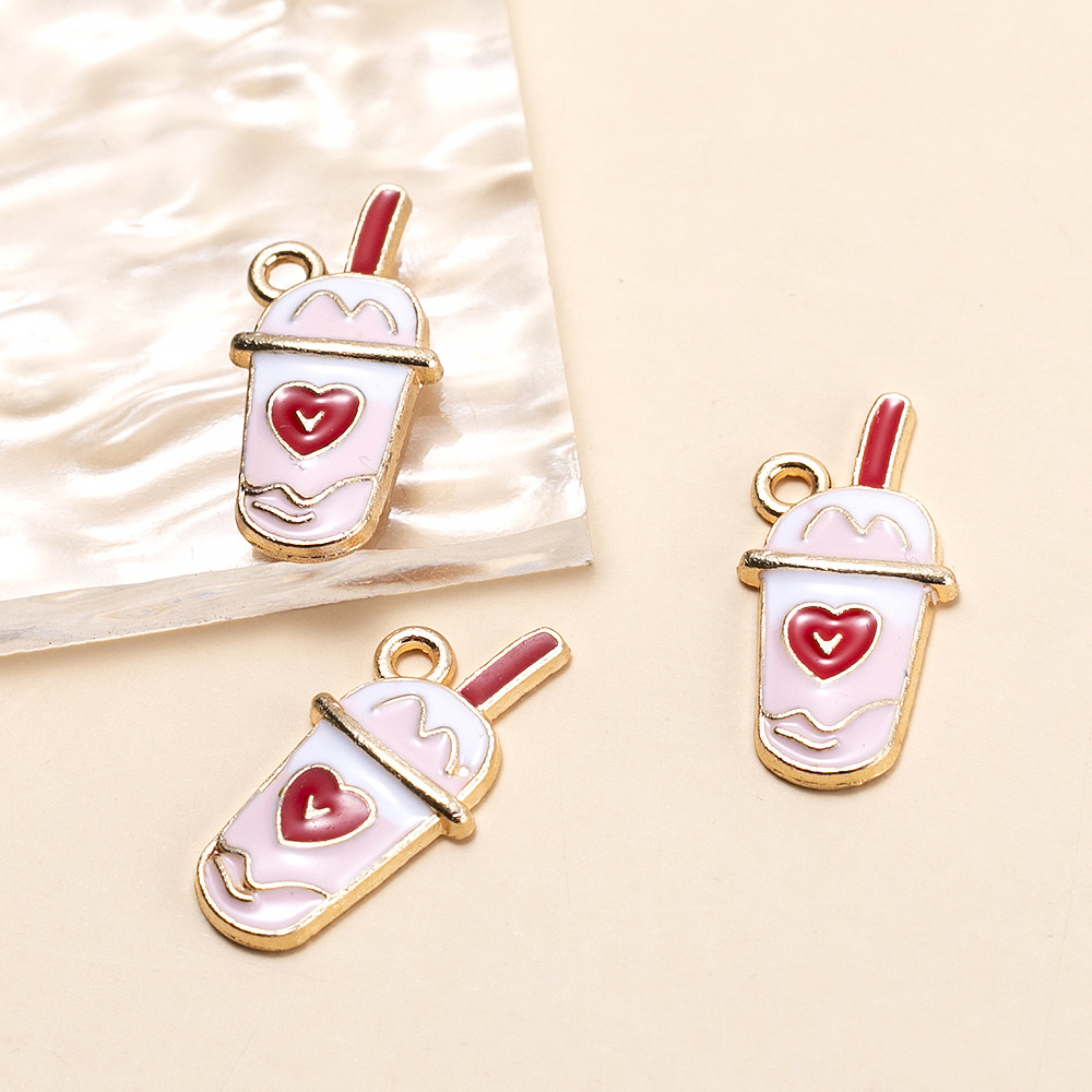 10 Pieces Cartoon Style Cup Heart Shape Alloy Enamel Pendant Jewelry Accessories display picture 10