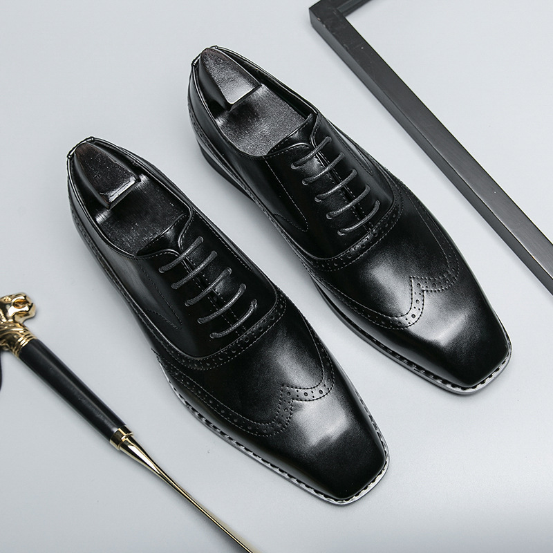2024 cuatro estaciones de estilo británico botón de negocios zapatos de cuero hombre ropa formal Lefour zapatos de oficina ropa de moda zapatos de hombre