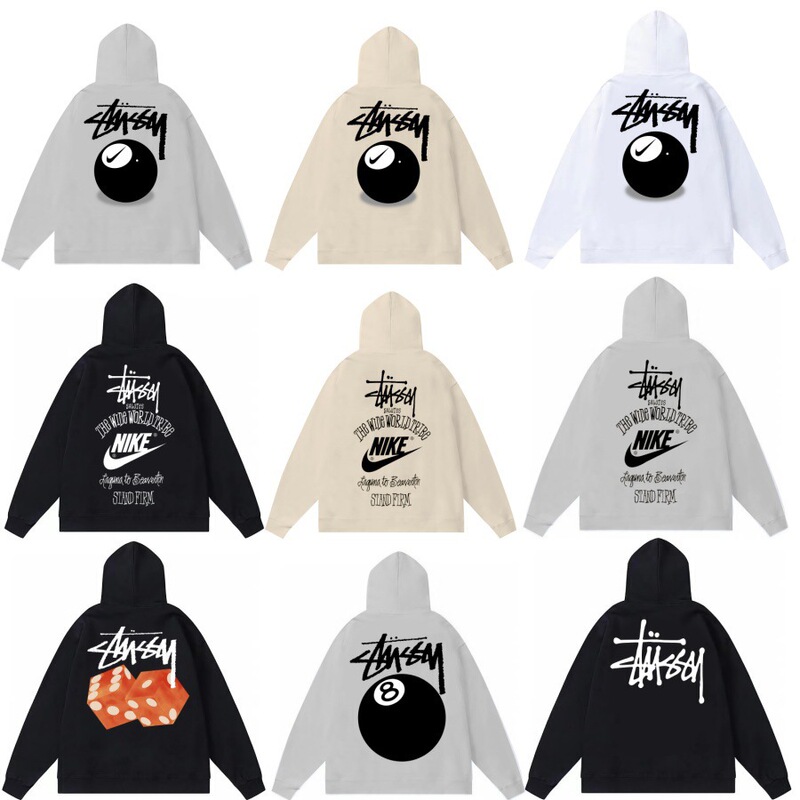Dropshipping Autumn and Winter New Trendy Brand Stussy Classic Letter Print Parade Hooded Terry Sweatshirt Trendy Jacket