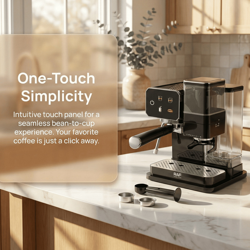 Cross-Border European Standard Semi-Automatic Coffee Machine with Dual Cup Capacity, 15 Bar Pressure, Bean Grinding, Milk Frothing, and Steam Coffee Features Cross-Border European Standard Semi-Automatic Coffee Machine with Dual Cup Capacity, 15 Bar Pressure, Bean Grinding, Milk Frothing, and Steam Coffee Features