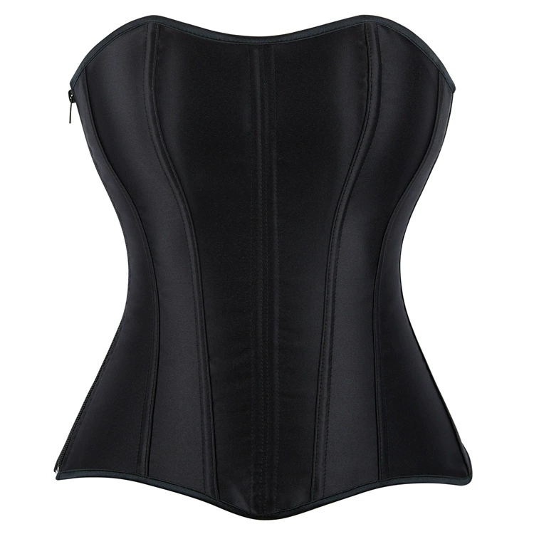 Full-Body Corset Zipper Waist Trainer, Women's Shaping Brace, Black/White, XXS–XXL