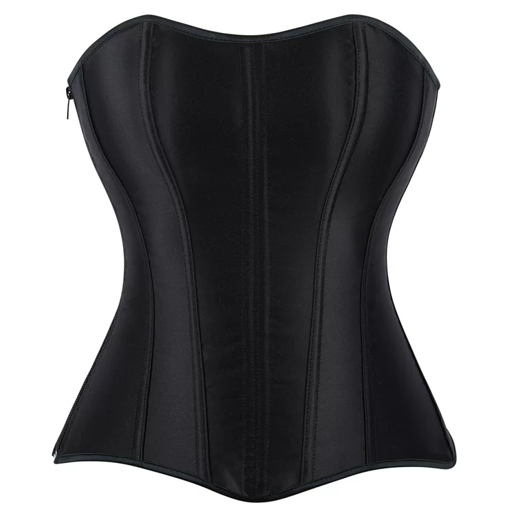 Full-Body Corset Zipper Waist Trainer, Women's Shaping Brace, Black/White, XXS–XXL