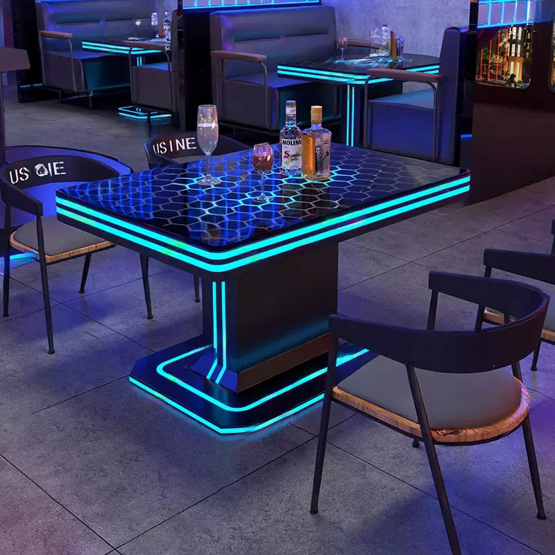 2025新款KTV清吧茶几星空感应桌酒吧桌酒吧发光餐桌音乐餐厅厂家