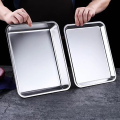 Factory sales 304 stainless steel Japanese-style flat-bottomed square plate tray dinner plate grilled fish plate hotel restaurant multi-purpose plate baking plate