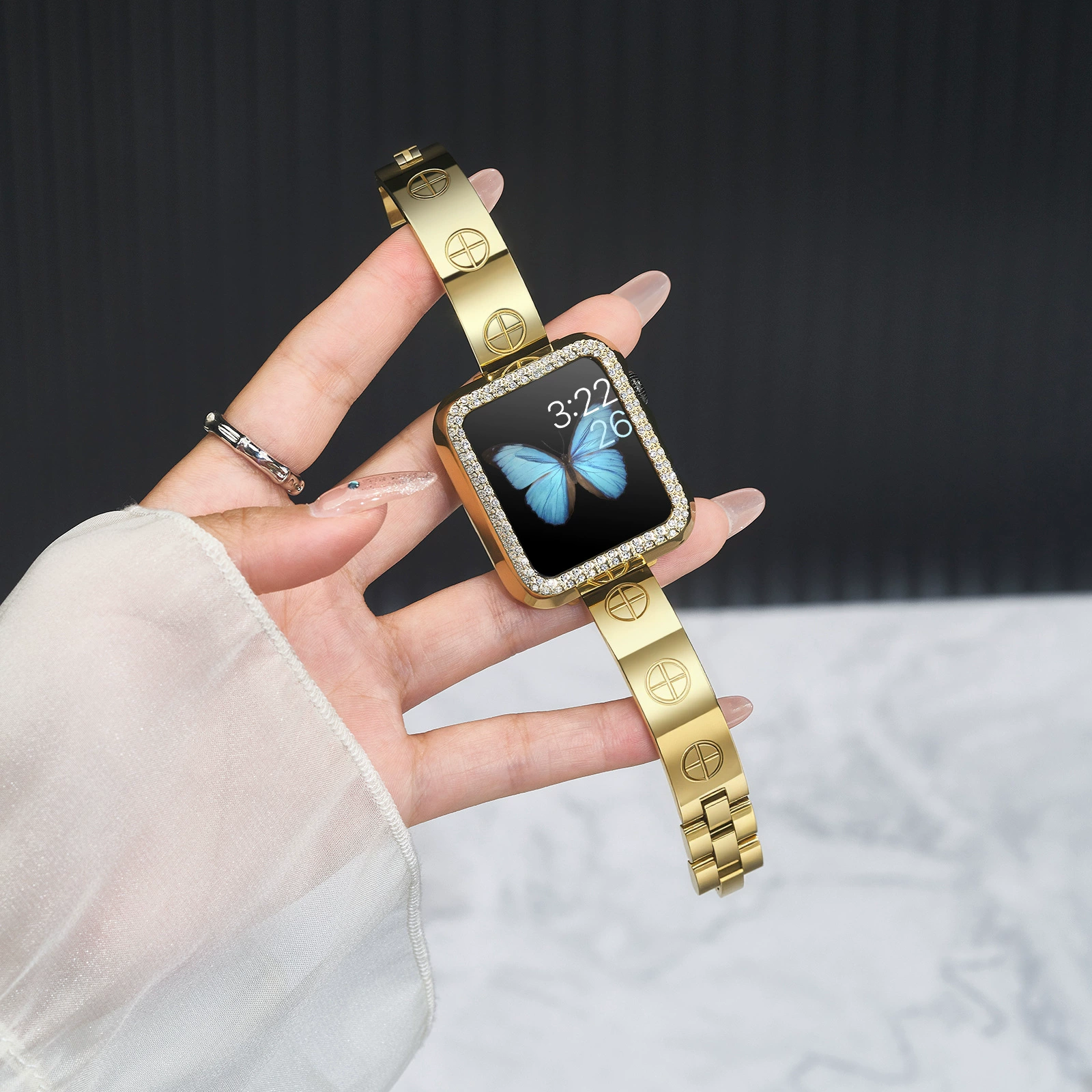 Подходящий для Apple высококлассный розовое золото ремешок для часов Apple Kajia love серия металлический ремешок s10s9 женская модель
