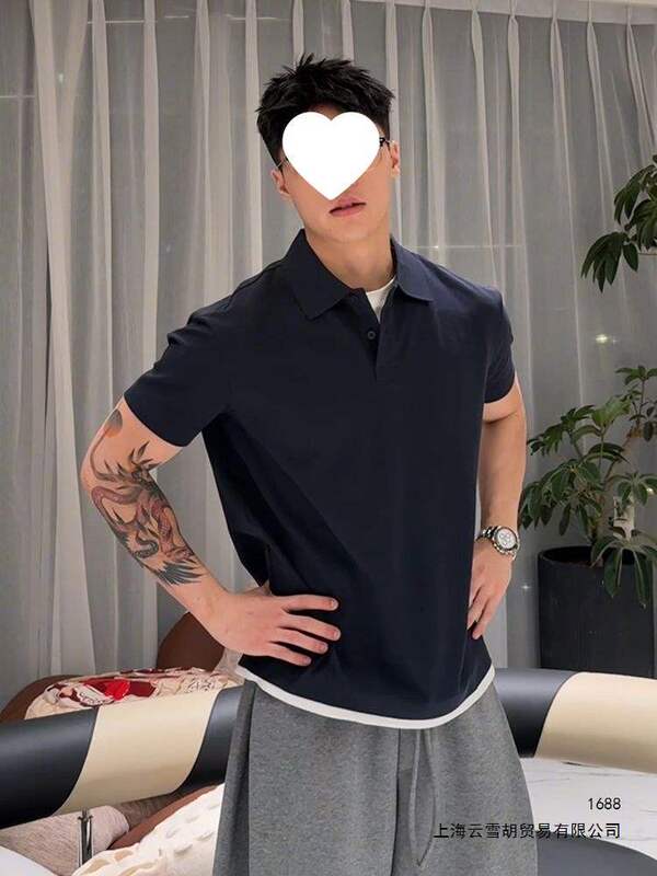 2026 New Casual Lapel Polo Short-Sleeved Men's Polo Shirt Summer Half-Sleeved Loose and Versatile T-Shirt Top