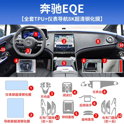 22-25 Mercedes-Benz Eqe350 Interior: Car interior film - 22-25-mercedes-benz-eqe-full-set-of-tpu-instrument-navigation-8k-ultra-clear-tempered-film