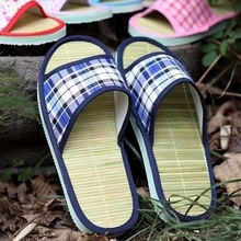 夏季新款拖鞋居家情侣竹席底凉拖鞋地板拖鞋藤草泡沫底弹性竹拖鞋