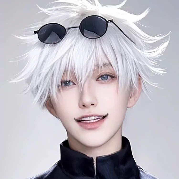 Jujutsu Kaisen Gojo Satoru Cosplay Wig Silver-White Short Hair Men's Japanese Anime Versatile Wig Jujutsu Kaisen Gojo Satoru Cosplay Wig Silver-White Short Hair Men's Japanese Anime Versatile Wig