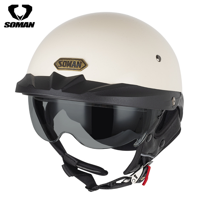 Motosiklet kaskı (dəbilqə) – Motuoche 3C Certified H3 - pearl-white-with-tea-inner-lens-m