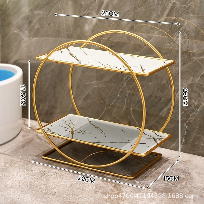 Luz de lujo multicapa escritorio inodoro estante de almacenamiento de aparador cubierta de acabado estante de baño lavabo estante de almacenamiento de cosméticos
