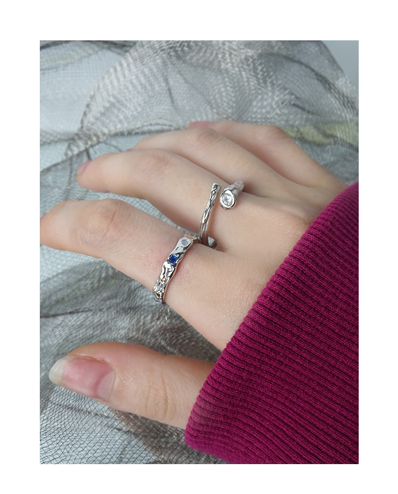 Fashion Geometric Silver Plating Zircon Open Ring