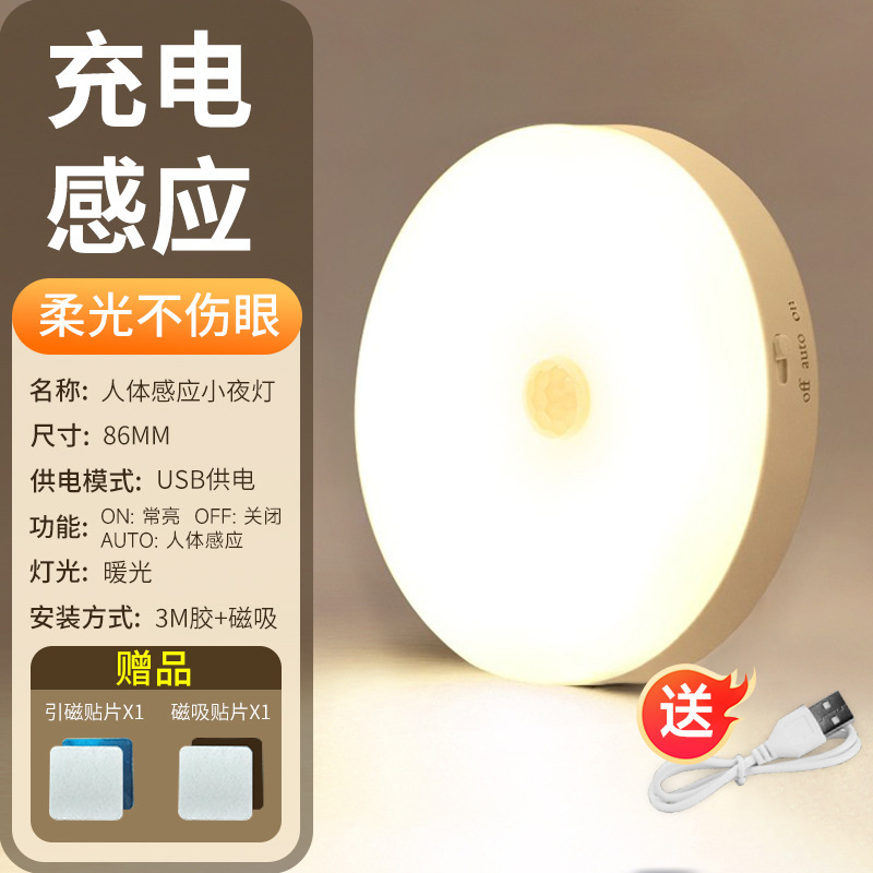 2024 nueva lámpara de inducción del cuerpo humano iluminación automática de noche pasillo doméstico control de voz inteligente carga de luz de noche