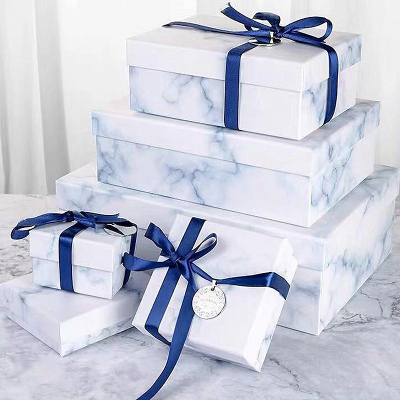 生日送人大号礼品盒定做简约大理石ins包装盒男生日礼物盒定制