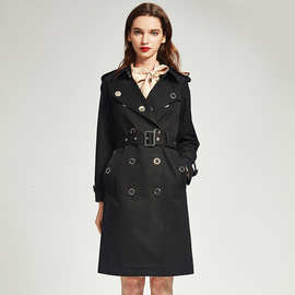 2025年春秋新款中长双排扣女式风衣气质简约修身大衣外套 FYL0009