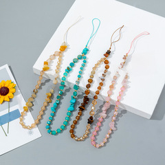 Factory Wholesale Summer Cool Series Monochrome Phone Lanyard Crystal + Stone Patchwork Anti-Lost Phone Chain