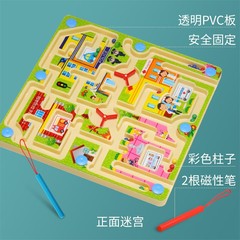 Two-in-One Magnetic Maze Flight Chess Pen Maze Dual-Sided Tabletop Game Children's Chess and Brain Teaser Toy