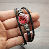 Red bracelet, leather woven jewelry, suitable for import, with gem