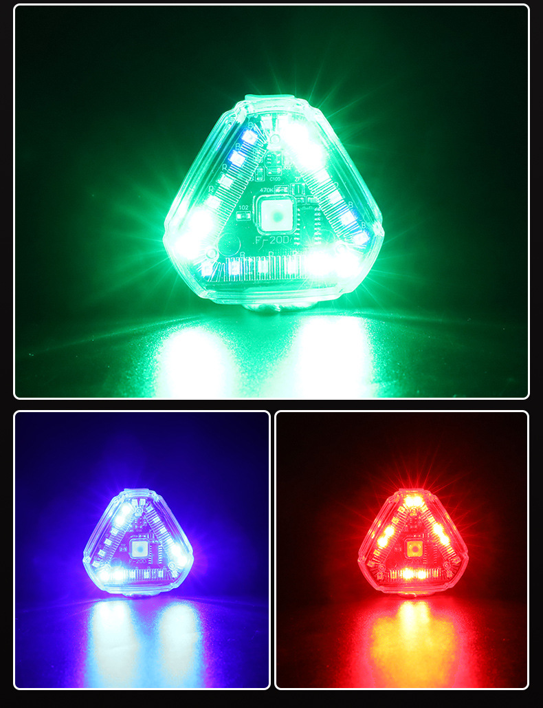 Motorcycle Navigation Light Strobe Light Modified Triangle Solar Light Universal Strobe Motorcycle Electric Non-Wired Car