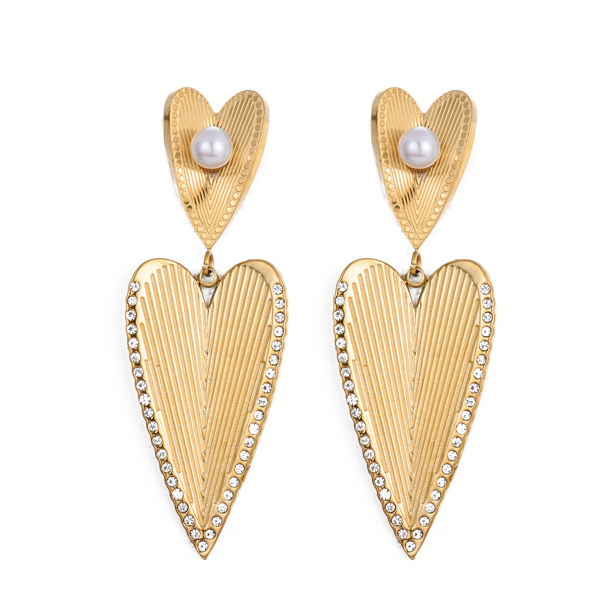 1 Pair Casual Exaggerated Heart Shape Plating Stainless Steel Drop Earrings display picture 3