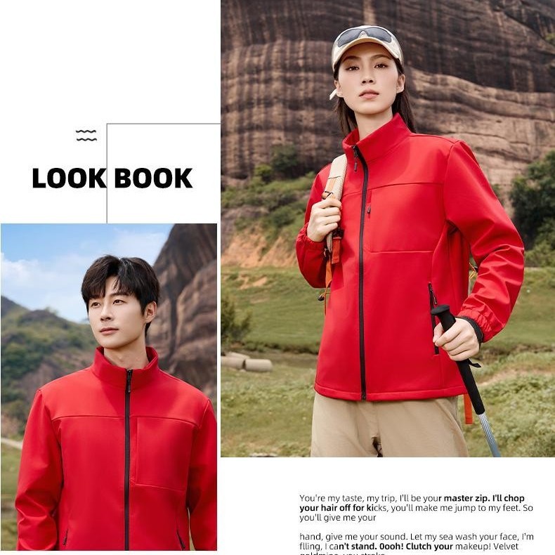 Autumn and Winter Graphene Soft Shell Fleece-Lined Outdoor All-In-One Jacket Couple Style Customized Activity Clothing Workwear Printing