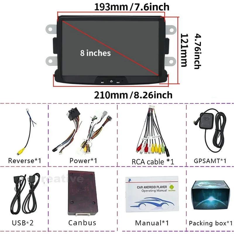 Suitable for 8inch Renault Dacia Android Car Gps High-Definition Screen Mp5 Bluetooth Navigation All-In-One Device Carplay