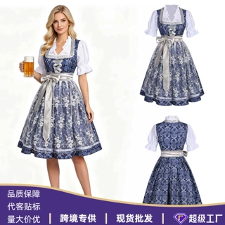 跨境欧美巴伐利亚民族风啤酒节碎花服装节日酒会女仆角色COS扮演