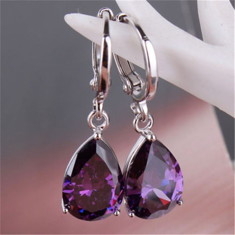 Water Drop Earrings in Purple