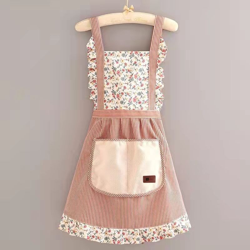 세로 스트라이프 공주 드레스 브라운