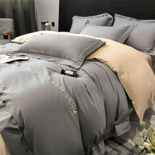 YW60支高级感纯棉床上四件套100%全棉被套床单宿舍床笠三件套