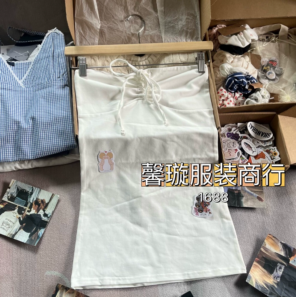Топ-труба женский (BM), бантик, плиссировка, открытые плечи, приталенный, one size