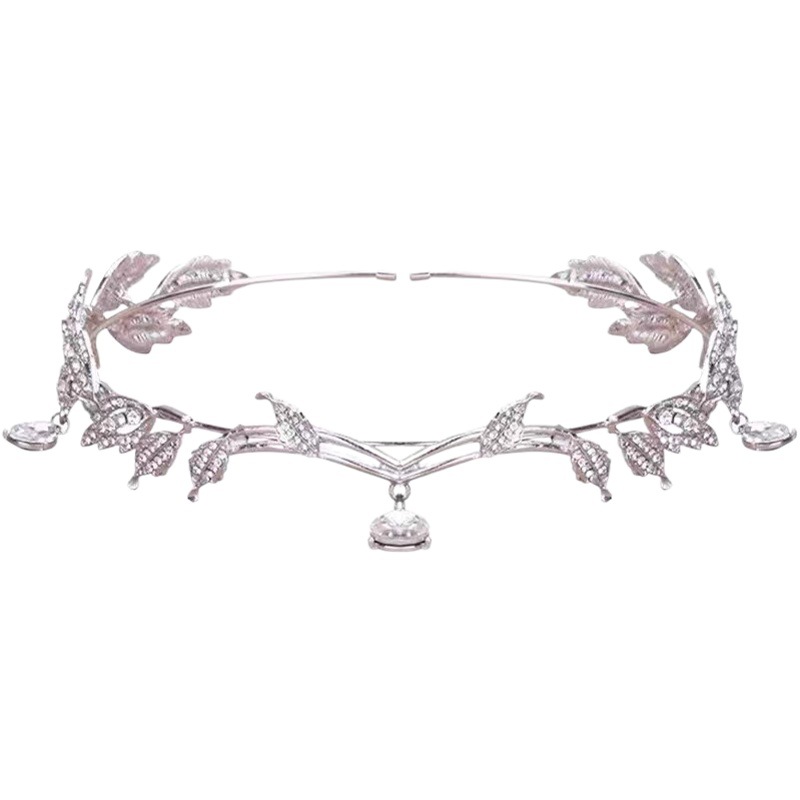 Súper Hada de cristal nupcial tocado princesa accesorios para el cabello vestido de boda accesorios nupciales accesorios para el cabello accesorios para la frente accesorios para la ceja accesorios para el cabello rojo neto