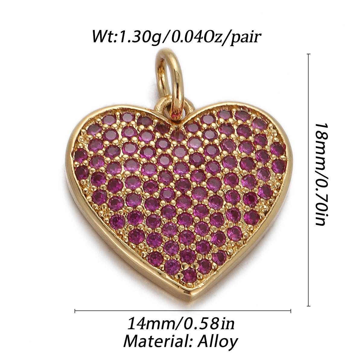 2g Weight Pendant Jewelry Making Type Gold Plated Plating Material Zircon Inlay Material 1 Piece Quantity Casual, Daily Occasion Copper Material Heart Shape Pattern Women's Gender Simple Style Style 1 Piece Copper Zircon Gold Plated Heart Shape Pendant 8
