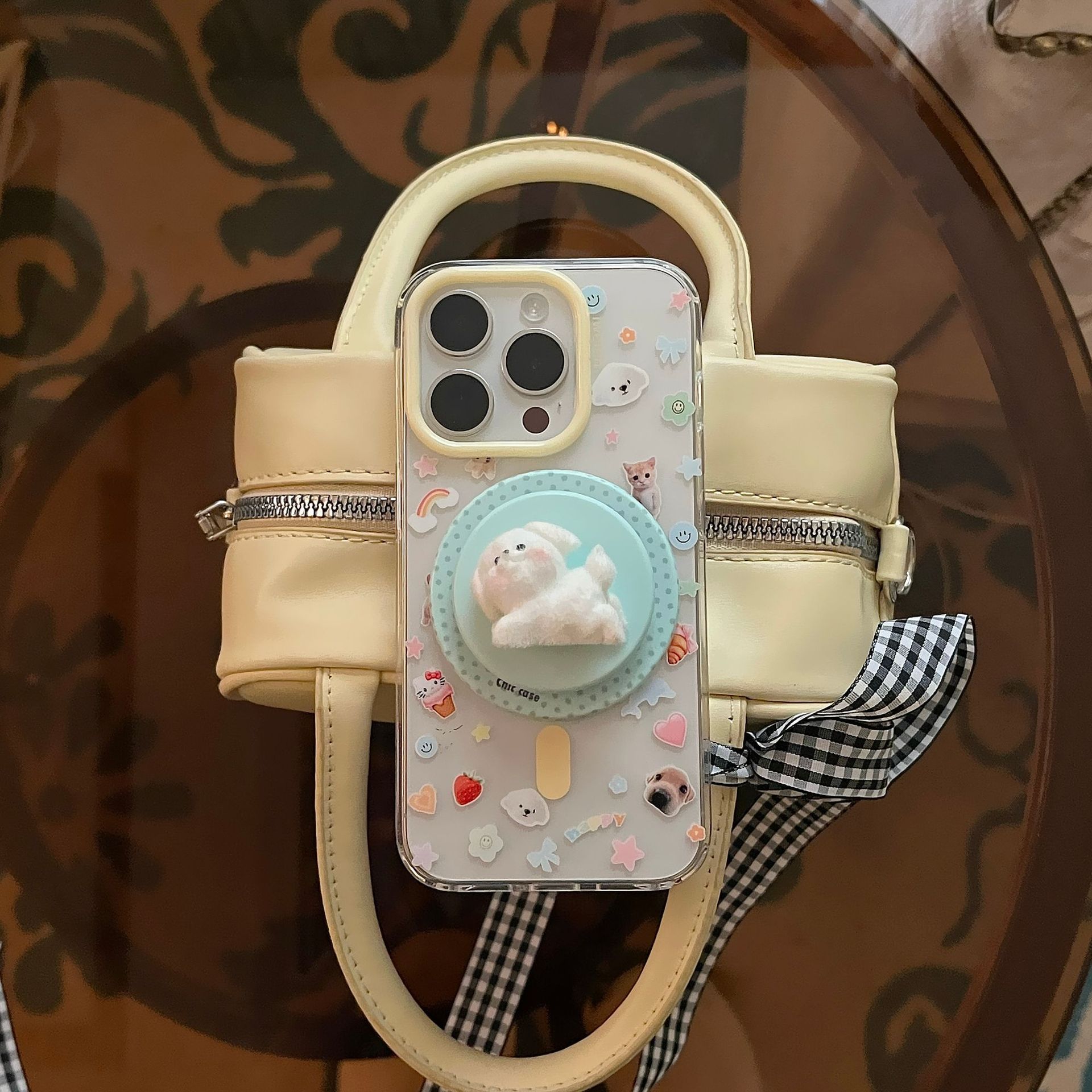 Lindo gato de dibujos animados cachorro para Apple 16ProMax funda para teléfono móvil 15Pro atracción magnética 14/13 nuevo 15PM