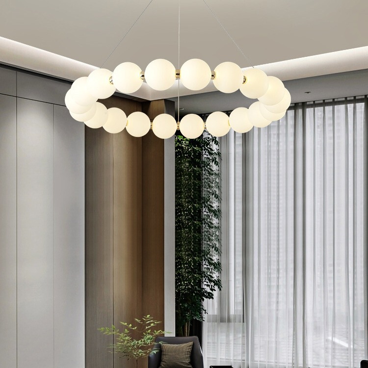 Nordic Modern Light Luxury Living Room Chandelier Designer Simple LED Bedroom Round Personality Dining Room Pearl Necklace Lamp Nordic Modern Light Luxury Living Room Chandelier Designer Simple LED Bedroom Round Personality Dining Room Pearl Necklace Lamp