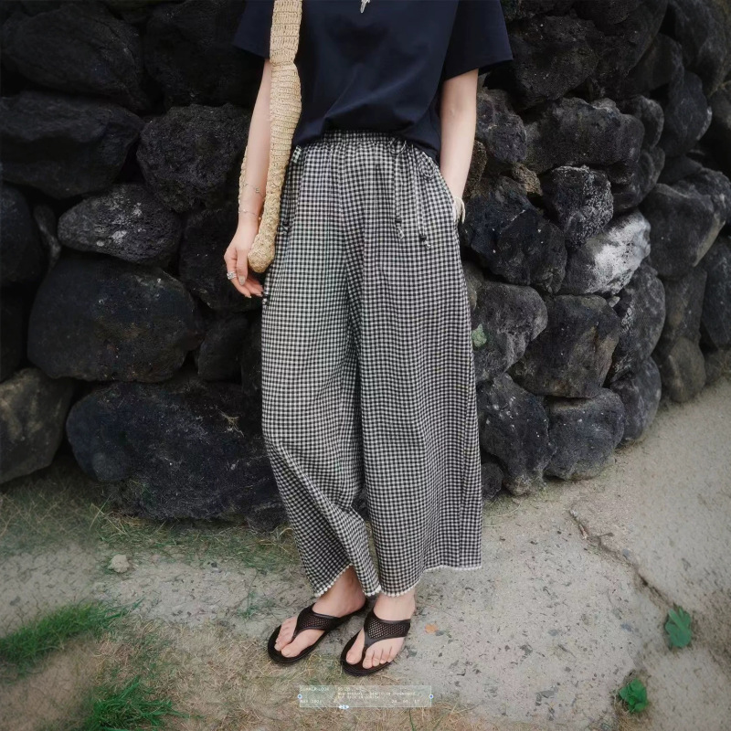 "White Sketch Original" "Orange Title Page" Linen Long-Staple Cotton Textured Plaid Lace Straight-Leg Casual Pants "White Sketch Original" "Orange Title Page" Linen Long-Staple Cotton Textured Plaid Lace Straight-Leg Casual Pants