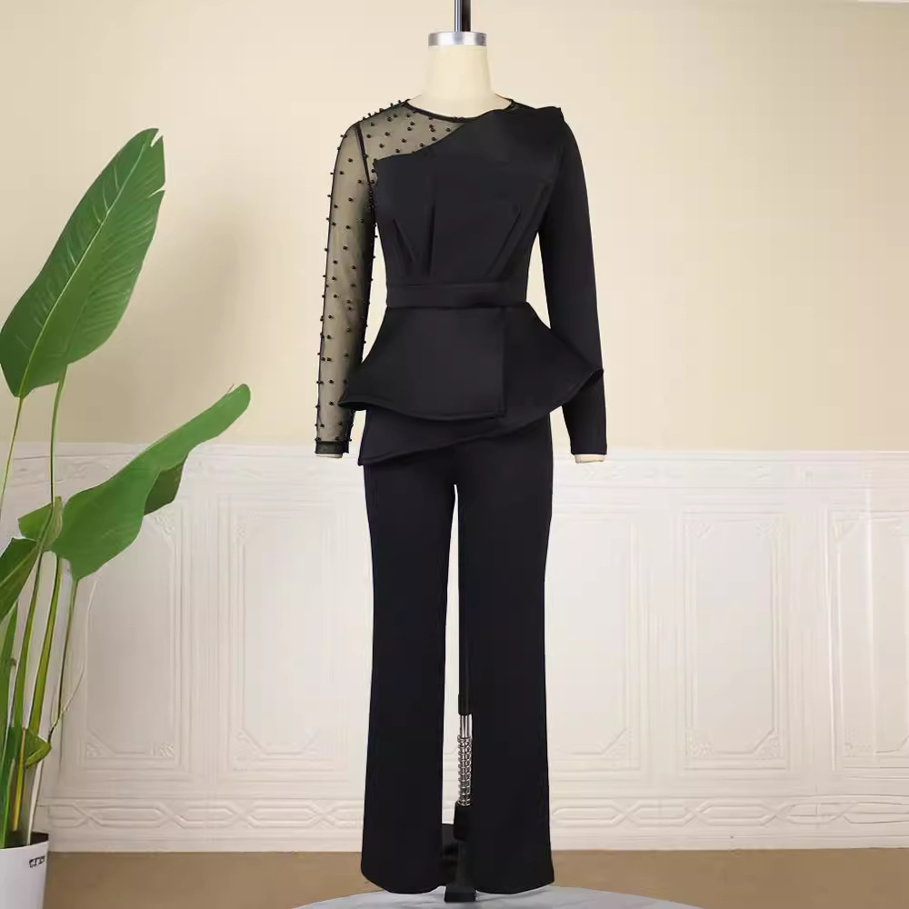 Women's Clothing Designer mesh beaded jumpsuit _voghion.com