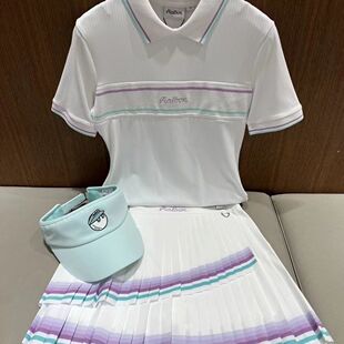 24 New South Korea Golf Clothing Women's Summer Lapel Cold Sense Short Sleeve All-match Top Summer Sports Top