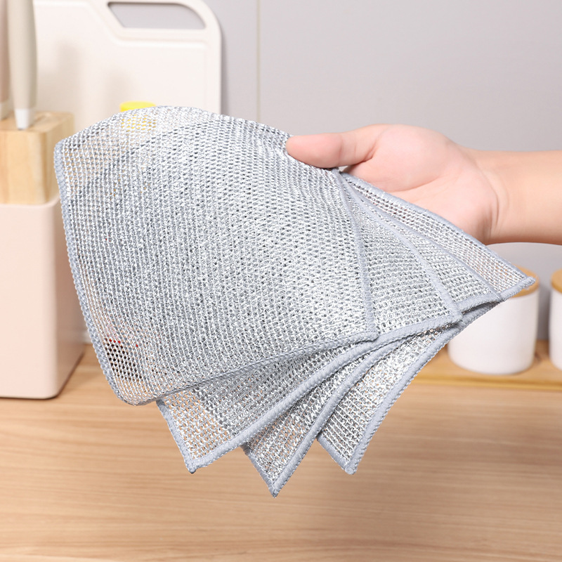 Stainless steel wire wiping cloth, steel wire dishwashing cloth for wholesale, household non-stick replacement for steel ball dishwashing brush, kitchen cleaning cloth