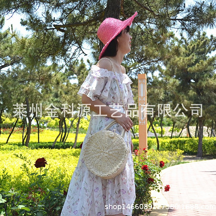 The new straw bag Xia Nu's round paper rope bag vacation bag