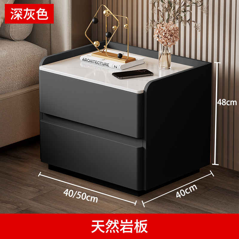 Mesita de noche inteligente de madera maciza suspendida de viento crema con luz