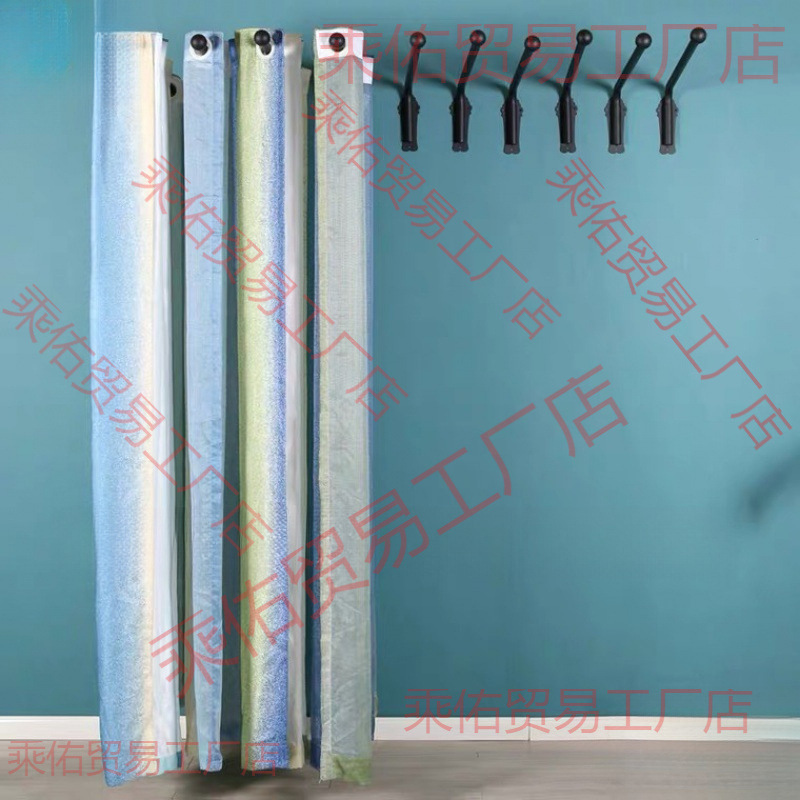 窗帘吊卡样品展示架可移动窗帘挂样摇摆杆上墙软装布艺挂样神器