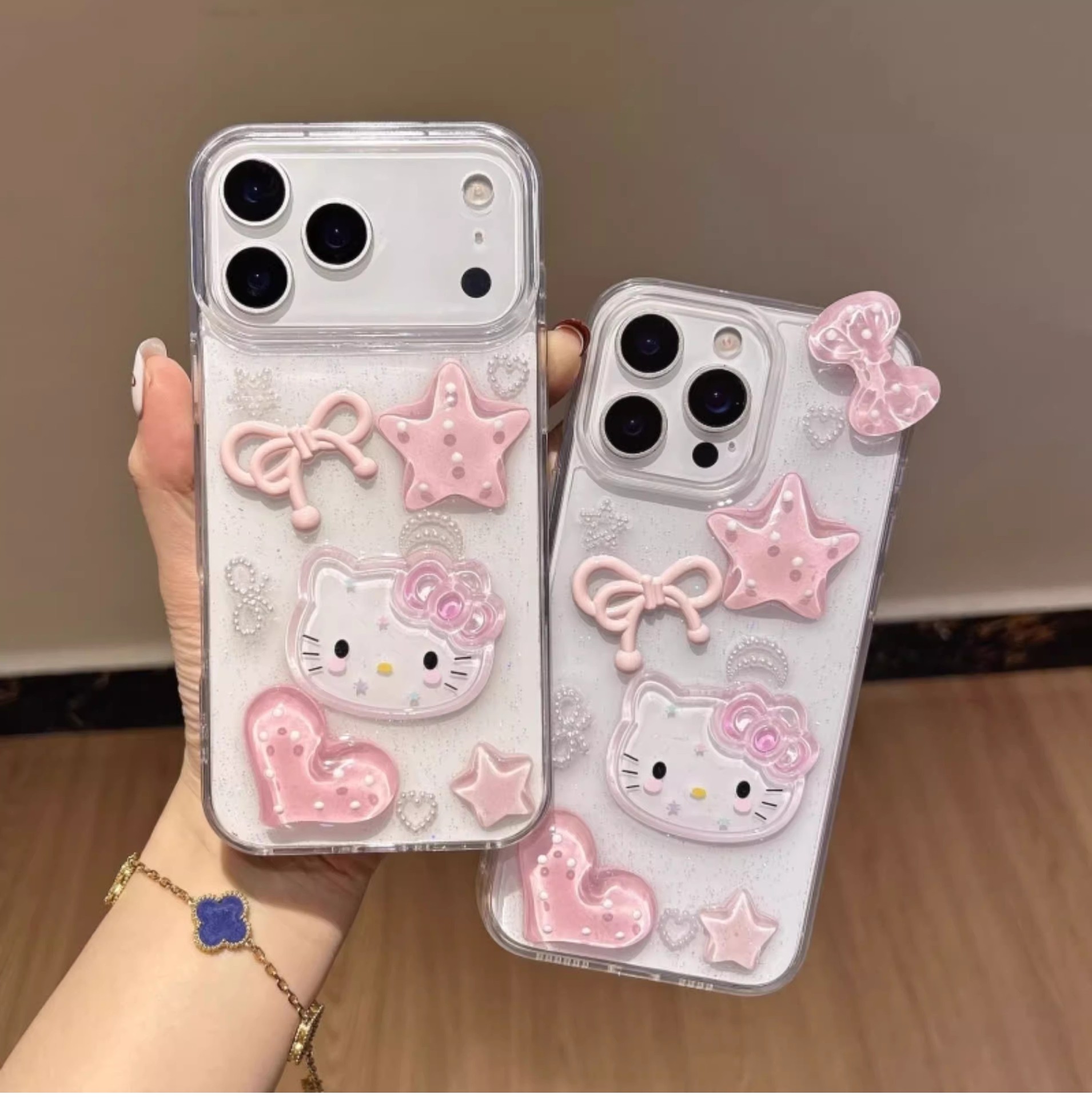 Three-Dimensional Bow Kt Cat Suitable for Apple 17 Mobile Phone Case Iphone16Promax Protective Cover 15 Drops of Glue 14 Women