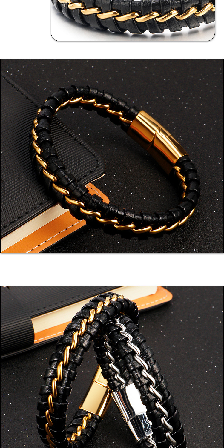 35g Weight Bangle Classification 1 Piece Quantity Daily Occasion Stainless Steel Material Casual Color Block Stainless Steel Plating Men's Bangle Men Cord & Leather Bracelets