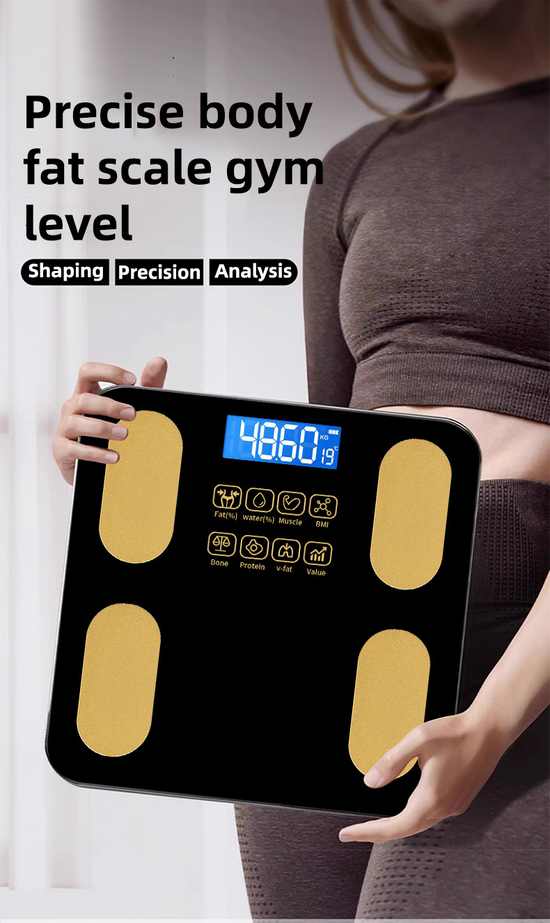 AI-Körperwaagen mit Körperfettmessung, wiederaufladbar, kleine hochpräzise Personenwaage mit intelligentem Gewicht BMI, elektronische Waage für den Hausgebrauch