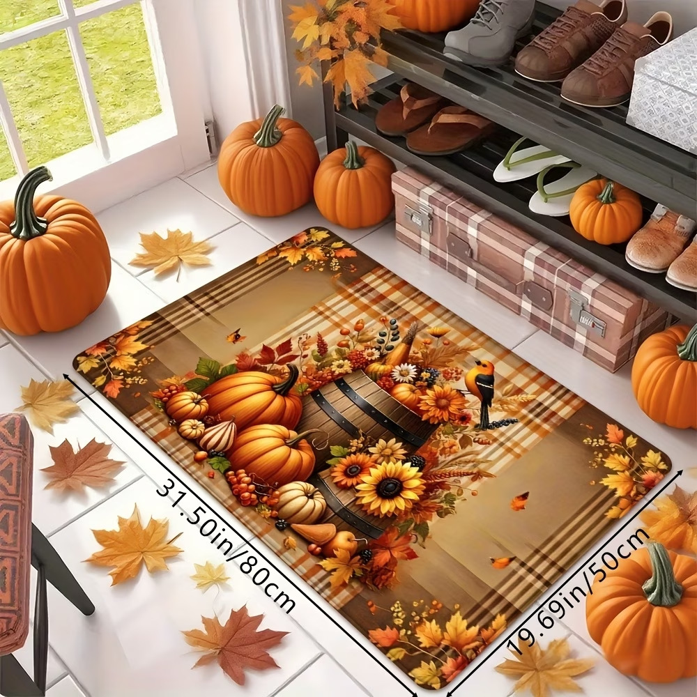 Autumn Thanksgiving entrance door mat Christmas gnome holiday decorative floor mat entryway foot mat cross-border