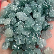天然翡翠幸运花散珠 冰种蓝水危料小花A货手串项链DIY配饰手链