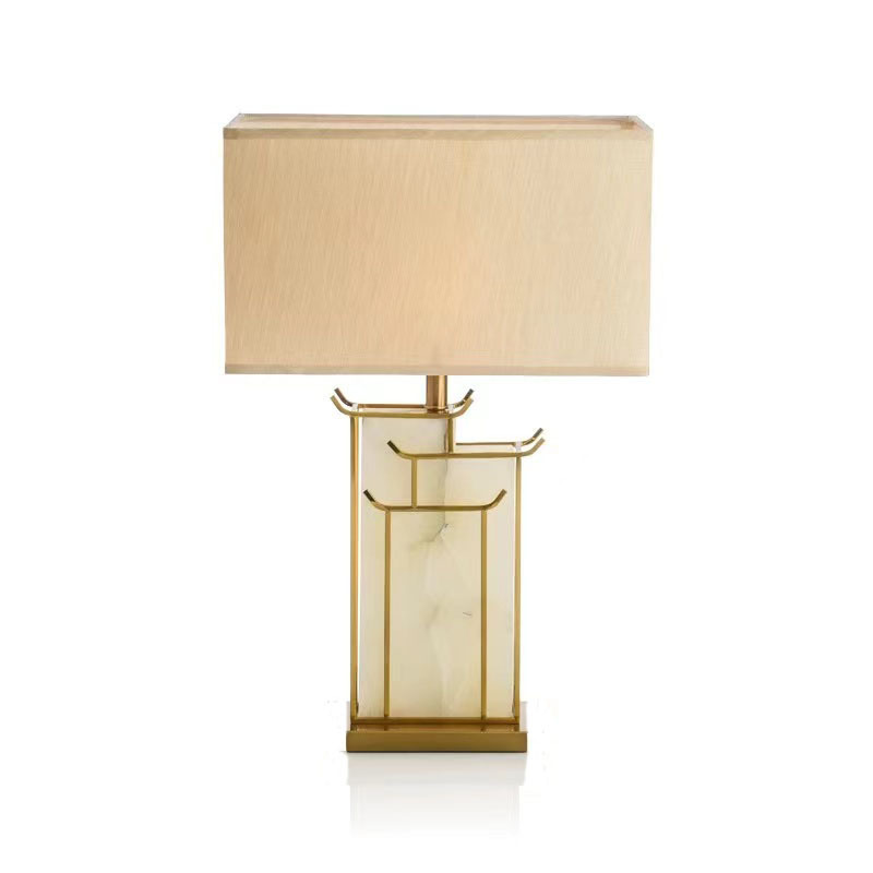 New Chinese Style Marble Texture Table Lamp Post-Modern Simple Neoclassical Living Room Bedroom Soft Decoration Designer Model Lamp