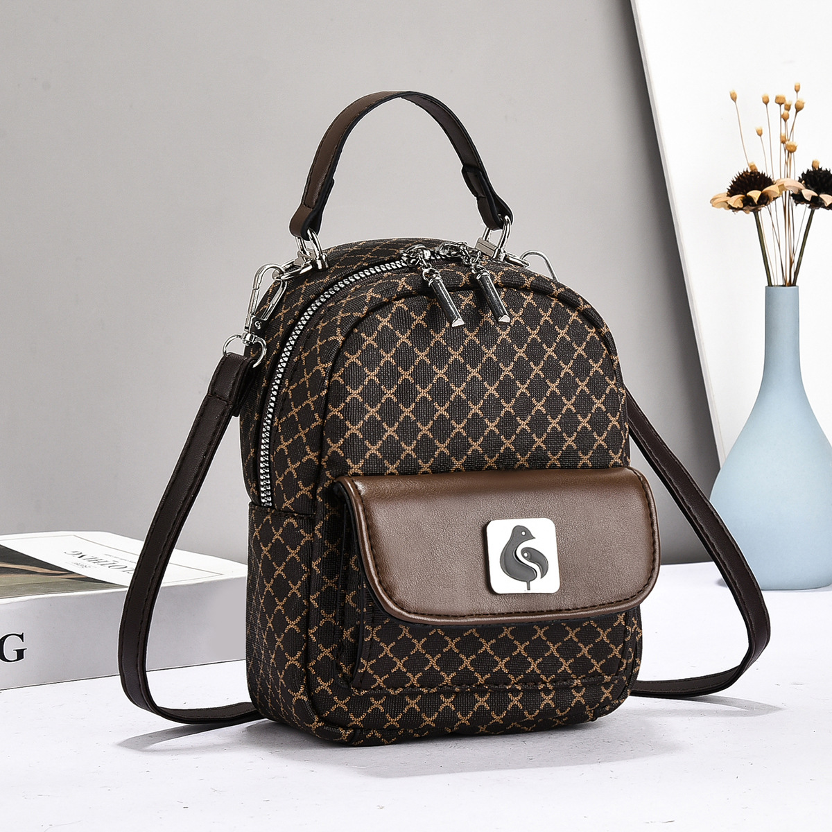 Mochila de mujer cuadrada, mochila de moda casual, mochila práctica, bolsas transfronterizas